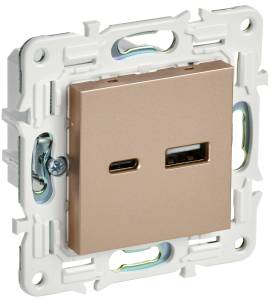 Розетка USB type A+C IEK Skandy SK-U22-018-K98 песочный