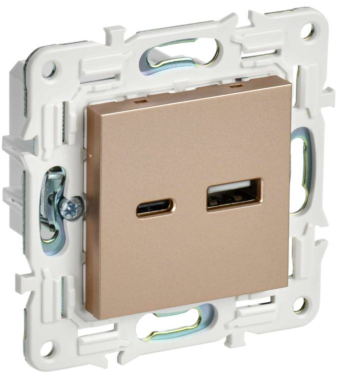 Розетка USB type A+C IEK Skandy SK-U22-018-K98 песочный
