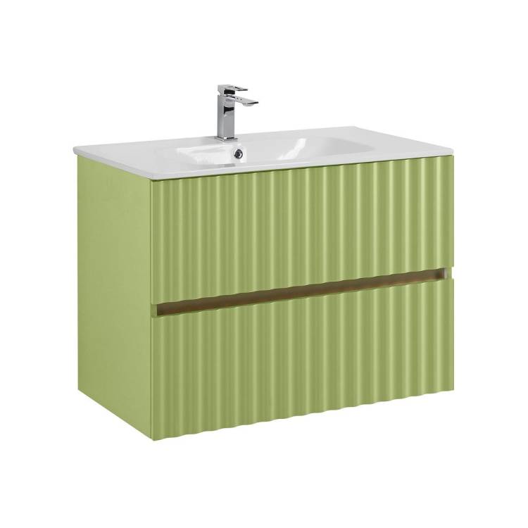 Тумба под раковину Art&Max Elegant AM-ELEGANT-800-2C-SO-MN-P с LED подсветкой ручек, Мята, 80x43.8x57