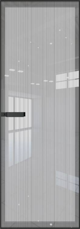 Межкомнатная дверь Profil Doors 1 AGN цвет профиля Черный, стекло безопасное 4 мм страйп 600x2000