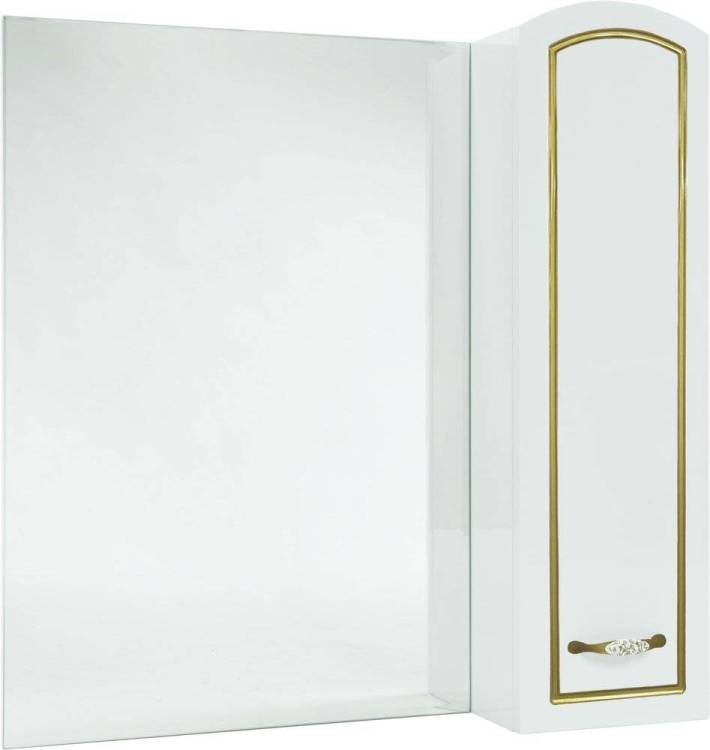 Зеркало Bellezza Амелия 80 R, белое, патина золото