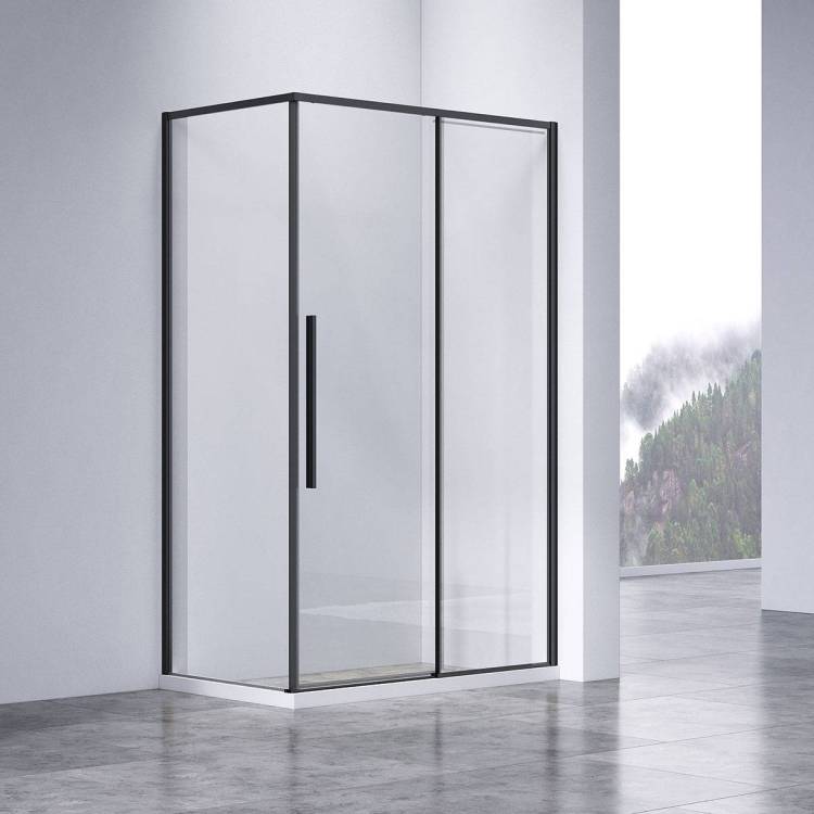 Душевой уголок Vincea Slim-N VSR-4SN8013CLB 1300x800, черный, стекло прозрачное