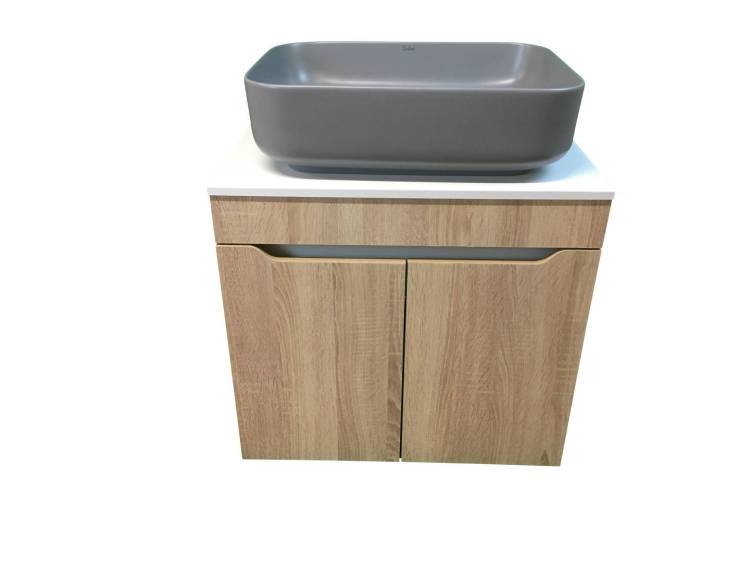 Тумба с раковиной Sintesi STL.W7021_SIN-LVB-APP-409GM подвесная, Дуб сонома, белый, темно-серый