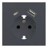 Лицевая панель для розетки 2к+з с USB A+C Rikett 35637 BT базальт