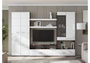 Стенка в гостиную Woodville Jimenez 499618 дуб венге/белый глянец