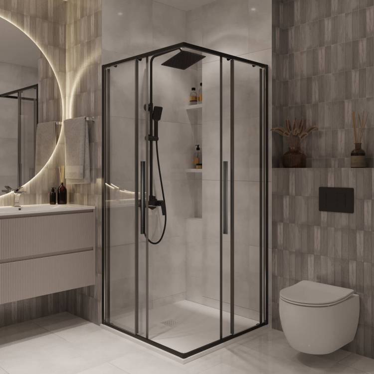 Душевой уголок Niagara Nova NG-6824-34 BLACK 100x100, квадратный, черный