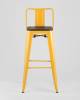 Набор из 6 барных стульев Stool Group Tolix YD-H765E-W LG-06 X6 желтый глянцевый, темное дерево, со спинкой фото 2