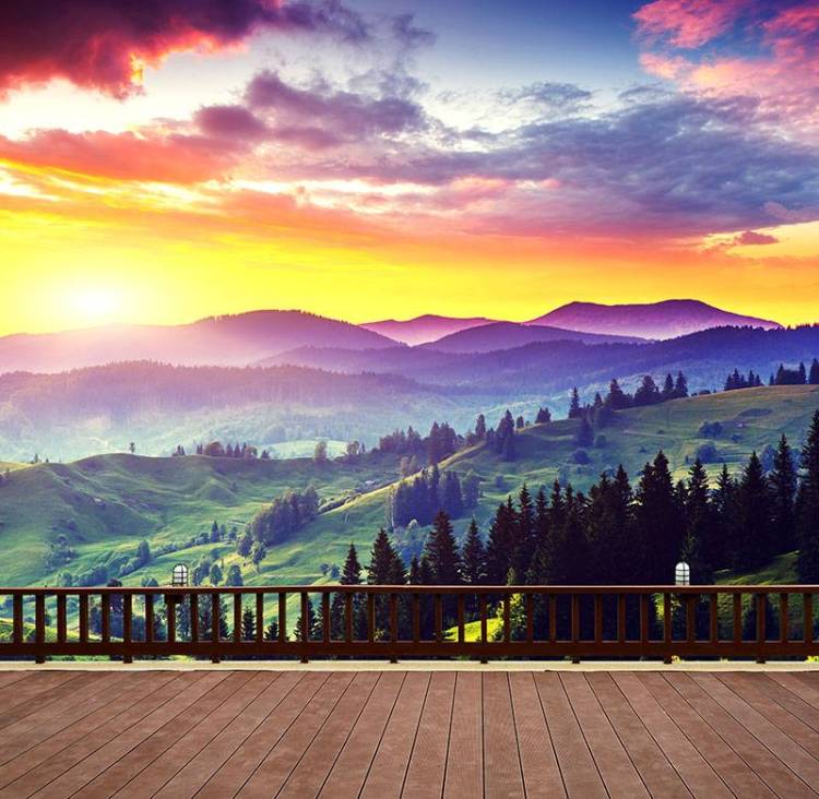 3D Фотообои Artegrafico «Вид на холмы. Закат» T046 канвас