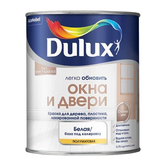 DULUX ОКНА И ДВЕРИ краска, база BС (0,75л)