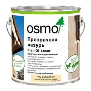 Прозрачная лазурь Osmo Klar-Öl Lasur 000 прозрачная шелковисто-матовая 0.125 л