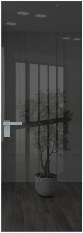 Межкомнатная дверь Profil Doors 1 AGK цвет профиля Серебро, стекло безопасное 4 мм зеркало серое 700x2000