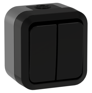 Выключатель 2-клавишный проходной IEK Tors TS-V22-0-10-55-K53 графит