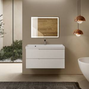 Тумба под раковину AQUAme S3 AQM900310WH подвесная, белый глянец, 100 см