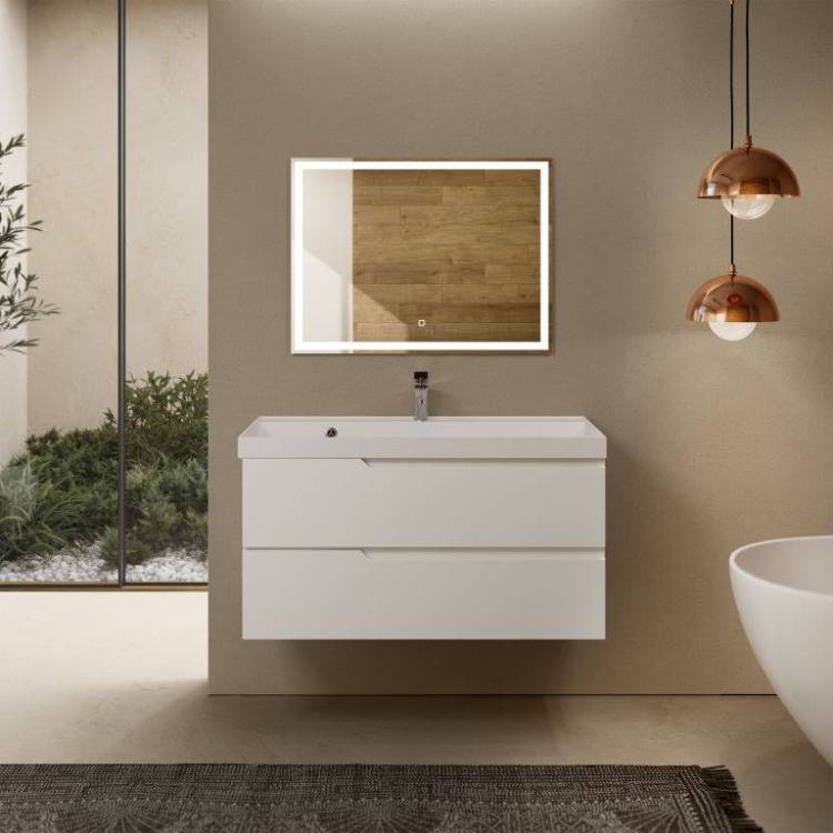 Тумба под раковину AQUAme S3 AQM900310WH подвесная, белый глянец, 100 см