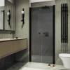 Душевая дверь в нишу MaybahGlass MGD-432-6 профиль черный, стекло графит матовый, 1980x800
