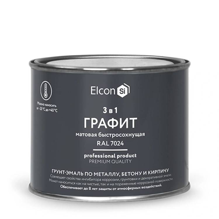 Грунт-эмаль по ржавчине 3 в 1 Elcon матовая графит 0.4 кг