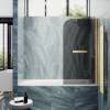 Шторка на ванну MaybahGlass MGV-785-3 70x140, поворотная, стекло графит 6 мм, профиль золото, с полотенцедержателем фото 3