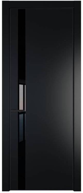Межкомнатная дверь Profil Doors 18 PE полотно Блэк, кромка алюминиевая с четырех сторон черная, стеклянная вставка черный лак 800x2000