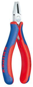 Плоскогубцы KNIPEX захватные монтажные для электроники, для изгибания и обрезки выводов радиодеталей под платой до длины 1.6 мм, L-125 мм, 2К ручки
