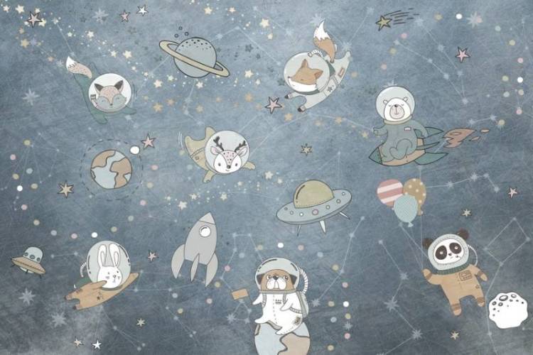 3D Фотообои Artegrafico «Забавный космос» KID-080 акварель
