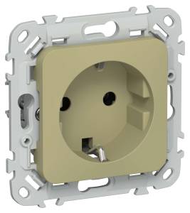 Розетка 1-местная с заземлением IEK Flite FI-R11-16-K26 оливковый