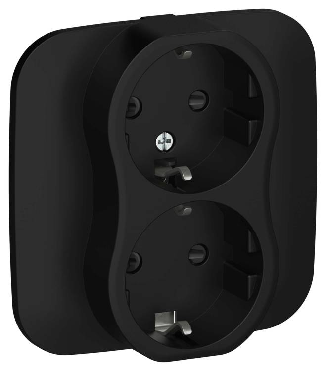 Розетка 2-местная с заземлением и шторками IEK Flite FI-R24A-16-1-K02 черный