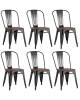 Набор из 6 стульев Stool Group Tolix YD-H440B-W LG-01 X6 черный глянцевый, темное дерево