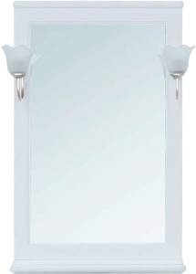 Зеркало Aquanet Валенса 65 белое, основа светильника хром, с полкой