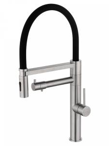 Смеситель для кухни Wonzon & Woghand WW-88458007-BN с гибким изливом и подключением фильтра, брашированный никель