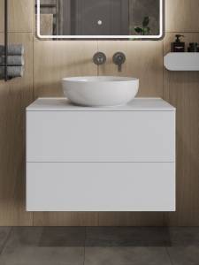 Тумба с раковиной Orange Отто Ot-75TuMDF+B07-420W белая глянцевая, 75 см