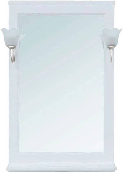 Зеркало Aquanet Валенса 65 белое, основа светильника хром, с полкой