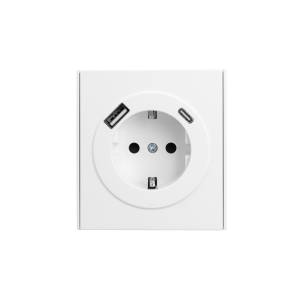 Розетка 1-местная с заземлением, шторками и USB Type A+С Kranz Strong KR-78-0704-4 жемчуг