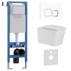 Комплект Iberica Blanca Toledo Alto IB.001M.TLA.234.831 унитаз безободковый, белый, сиденье микролифт, клавиша смыва белый глянцевый