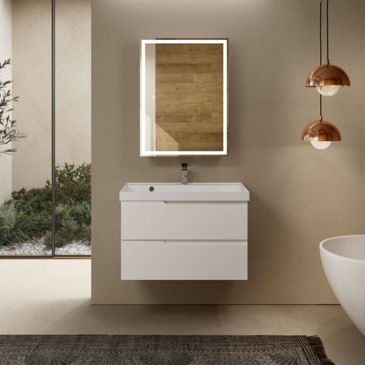 Тумба под раковину AQUAme S3 AQM900380WH подвесная, белый глянец, 80 см