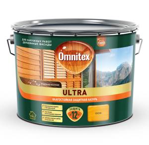 Пропитка декоративная для защиты древесины Omnitex Ultra AWB полуглянцевая сосна 9 л
