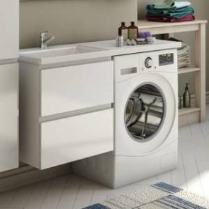 Тумба с раковиной Эстет Dallas Luxe 115 подвесная, 2 ящика, под стиральную машину, R