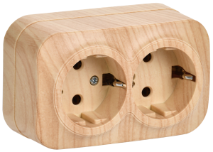 Розетка 2-местная с заземлением IEK Glory ERH21-K34-16 сосна