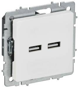 Розетка USB type A+A IEK Brite BR-U21-D31-K91 арктический белый