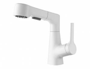 Смеситель для раковины Wonzon & Woghand WW-121B108-MW с выдвижным изливом, белый матовый