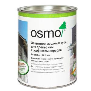 Защитное масло-лазурь для древесины Osmo Holzschutz Öl-Lasur Effekt «Эффект металлик» 1142 графит серебро 0.75 л