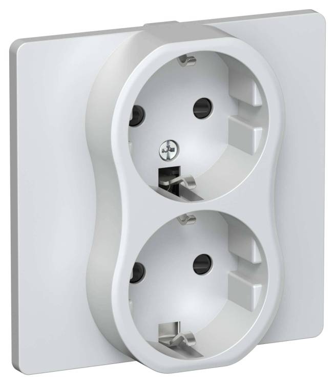 Розетка 2-местная с заземлением и шторками IEK Flite FI-R24C-16-K36 жемчуг