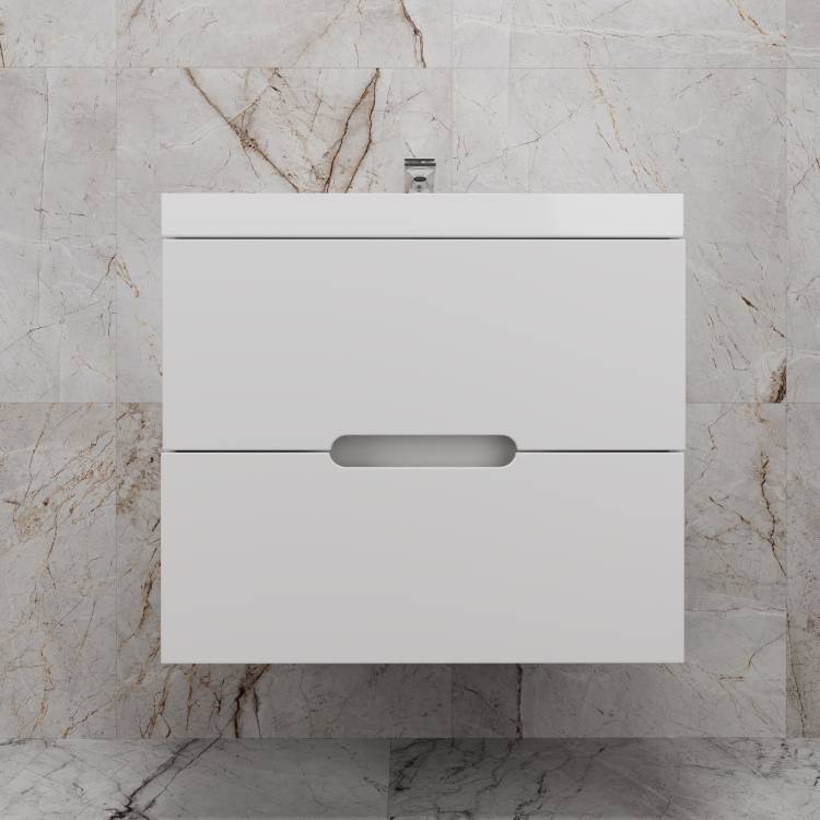 Тумба с раковиной Style Line Матис 70 подвесная, белая матовая, раковина белая, 57x70x45
