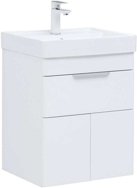 Тумба с раковиной Aquanet Ирис new 00310147 50 белый глянец, 1 ящик, 2 дверцы