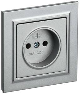 Розетка 1-местная IEK Brite BR-R10-10-K47-F алюминий