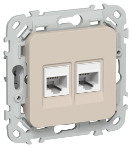 Розетка компьютерная RJ45 2-местная IEK Flite FI-K22-1-K88 льняной