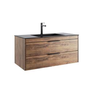 Тумба с раковиной Vincea Chiara 2D 1000 2 выкатных ящика, C.Oak, раковина черная