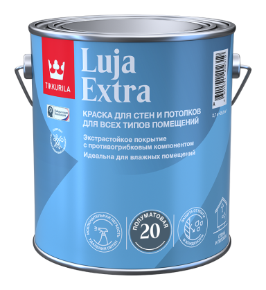 Краска для стен и потолков Tikkivala Luja Extra 20 полуматовая база С 2.7 л