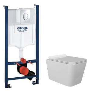 Комплект Grohe GRH745005510 Инсталляция для унитаза Grohe Rapid SL + Унитаз подвесной beWash Kraft безободковый, с сиденьем микролифт, белый глянец