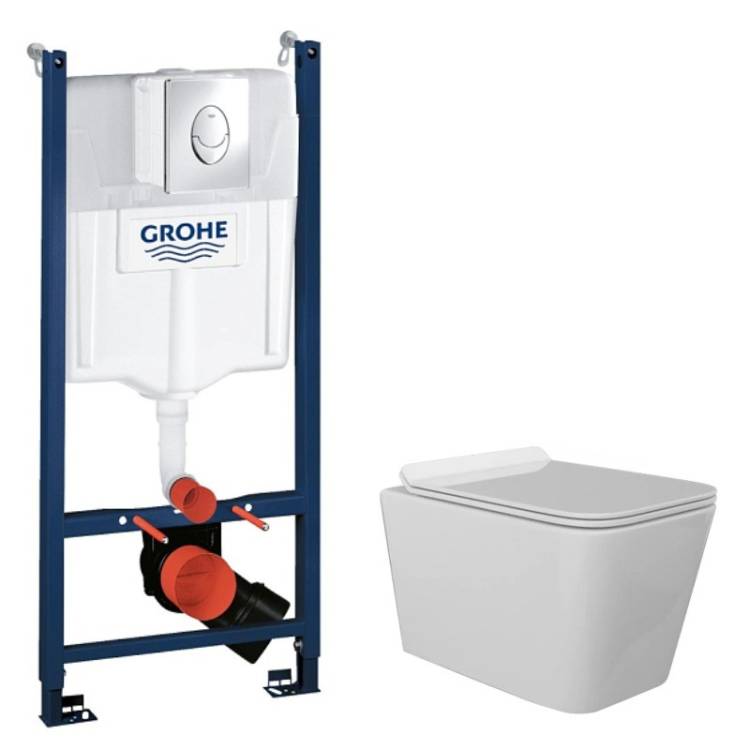 Комплект Grohe GRH745005510 Инсталляция для унитаза Grohe Rapid SL + Унитаз подвесной beWash Kraft безободковый, с сиденьем микролифт, белый глянец