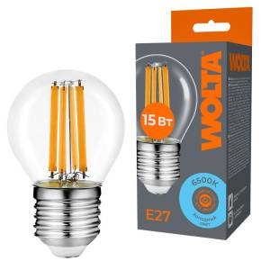 Светодиодная лампа Wolta Filament WF-G45-15W6KE27